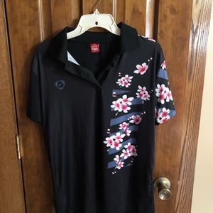 Sport Dri golf shirt XL black with flower print